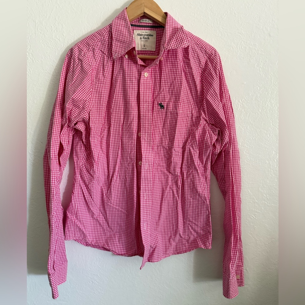 Abercrombie & fitch pink plaid button up